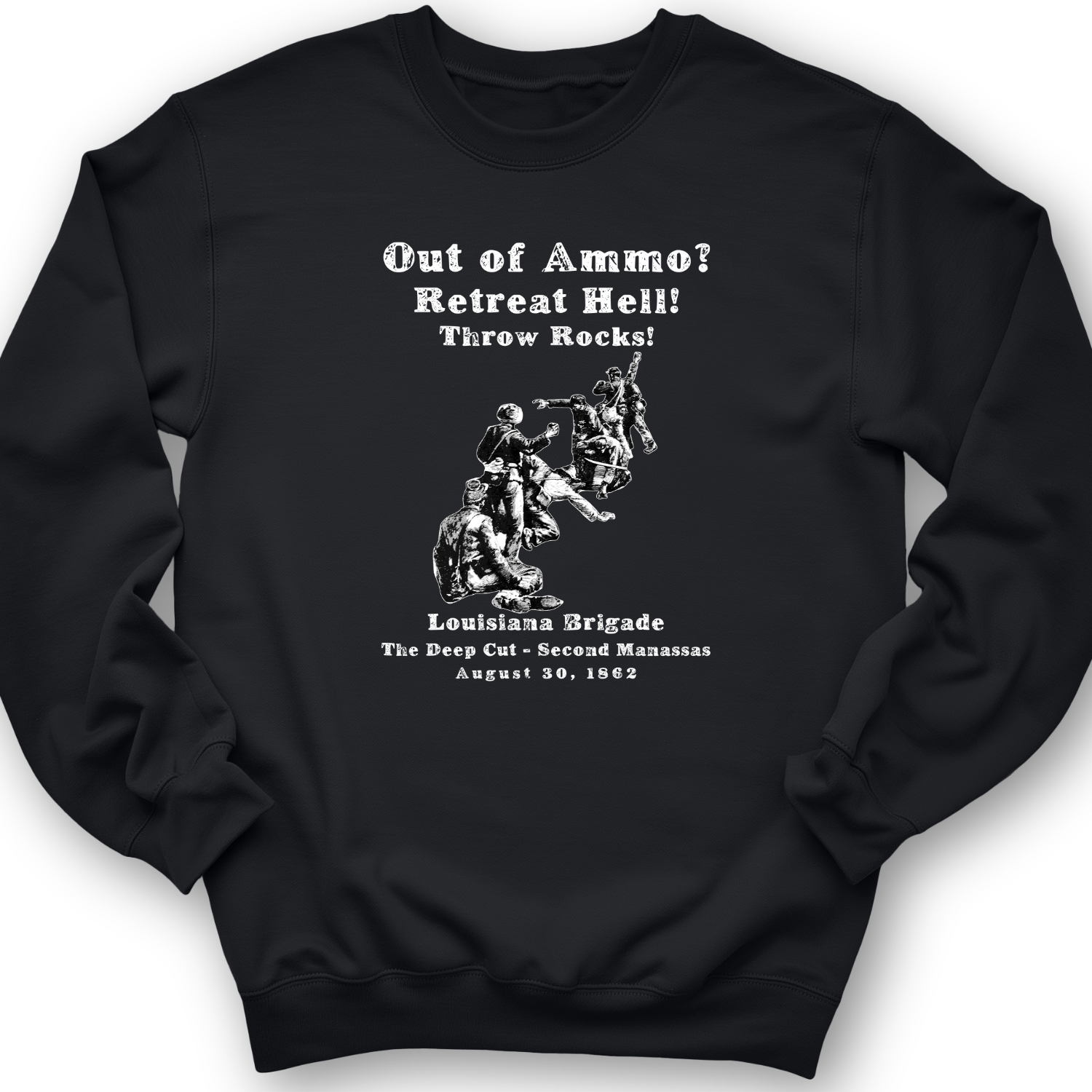 Out Of Ammo Throw Rocks Crewneck Black / S