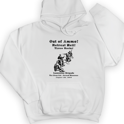 Out Of Ammo Throw Rocks Hoodie White / S