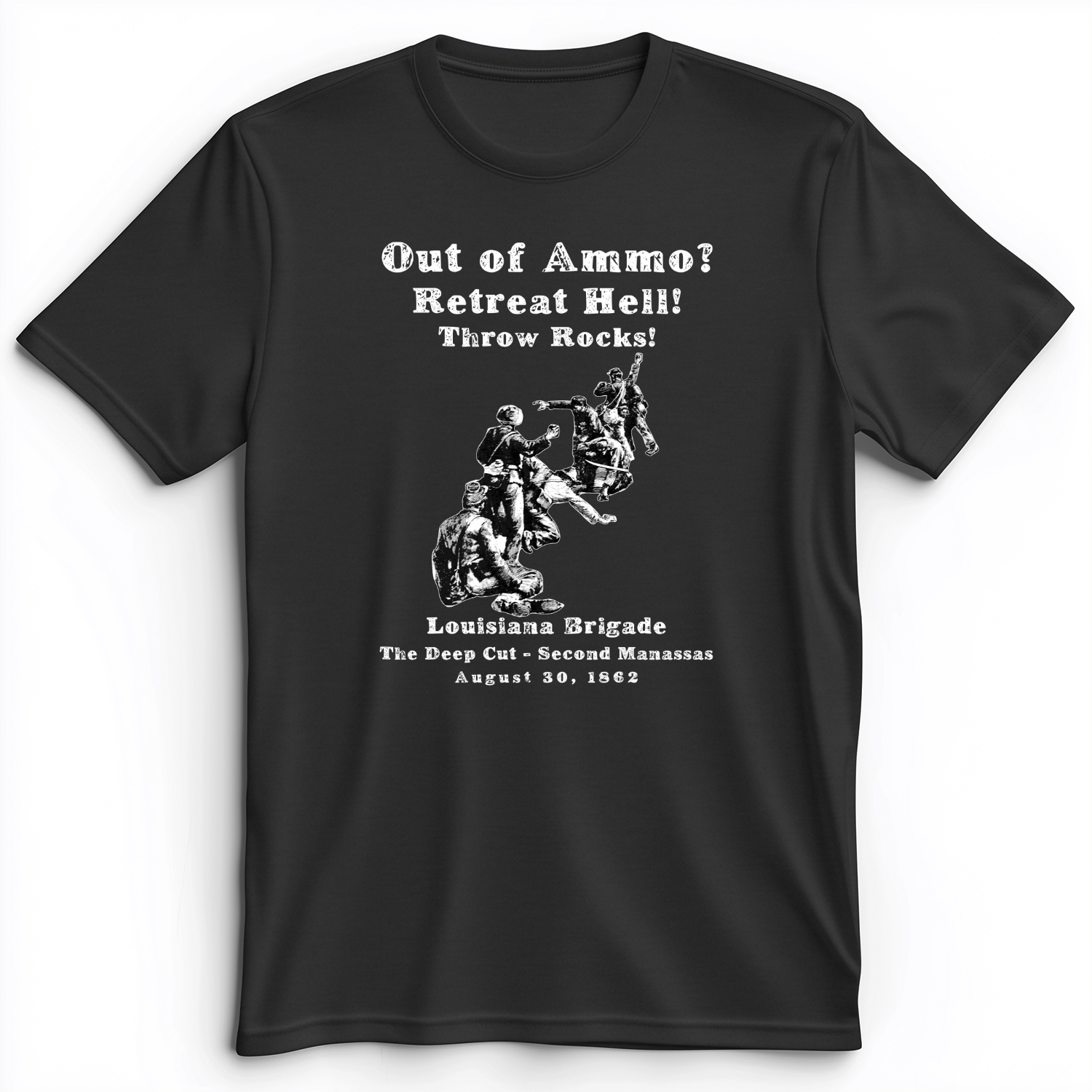 Out Of Ammo Throw Rocks Premium Tee Dark Grey Heather / S