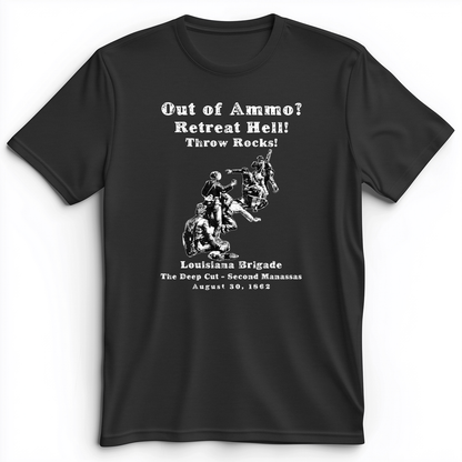 Out Of Ammo Throw Rocks Premium Tee Dark Grey Heather / S