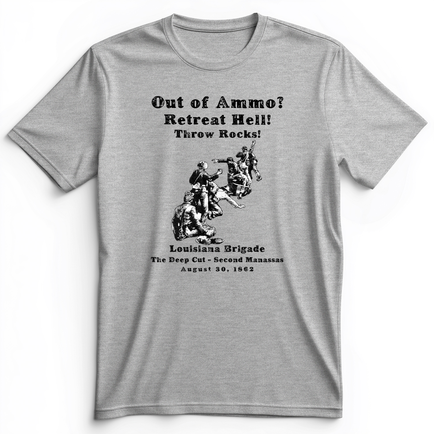 Out Of Ammo Throw Rocks Premium Tee Athletic Heather / S