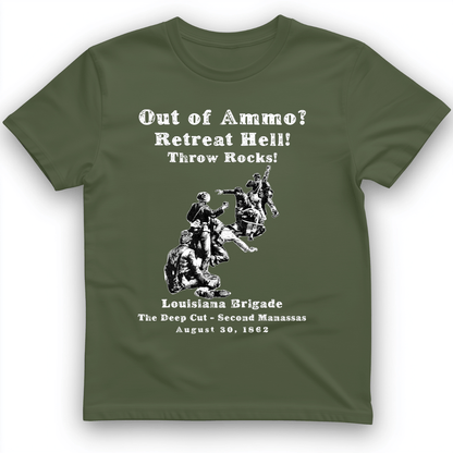 Out Of Ammo Throw Rocks T-Shirt Military Green / S