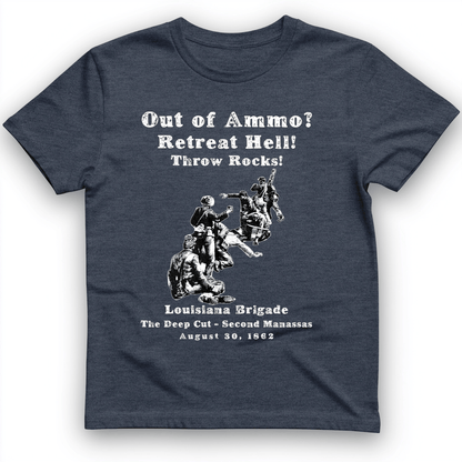 Out Of Ammo Throw Rocks T-Shirt Heather Navy / S