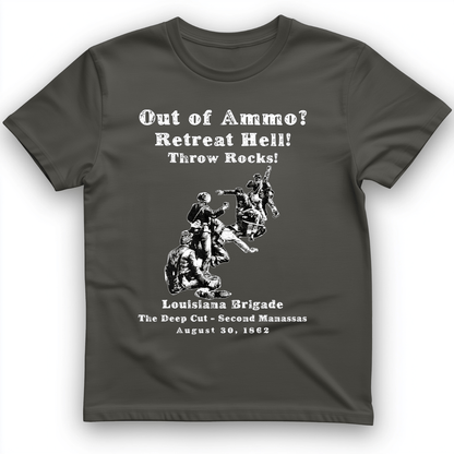 Out Of Ammo Throw Rocks T-Shirt Charcoal / S