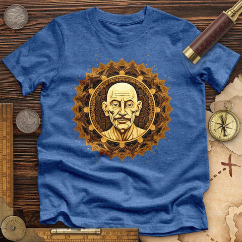 Peaceful Gandhi High Quality Tee Heather True Royal / S