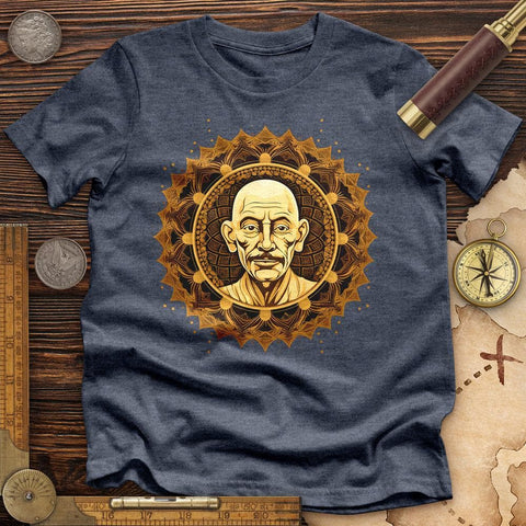 Peaceful Gandhi High Quality Tee Heather Navy / S