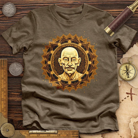 Peaceful Gandhi Premium QualityTee Heather Olive / S