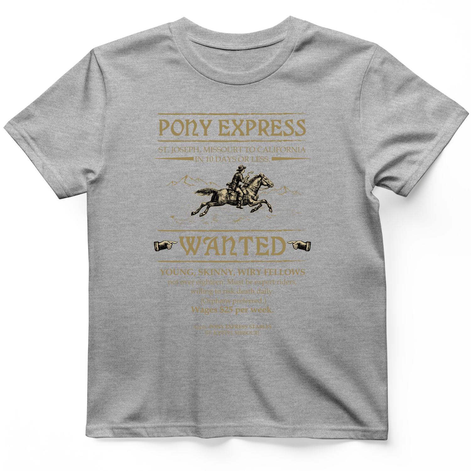 Pony Express Poster T-Shirt Sport Grey / S