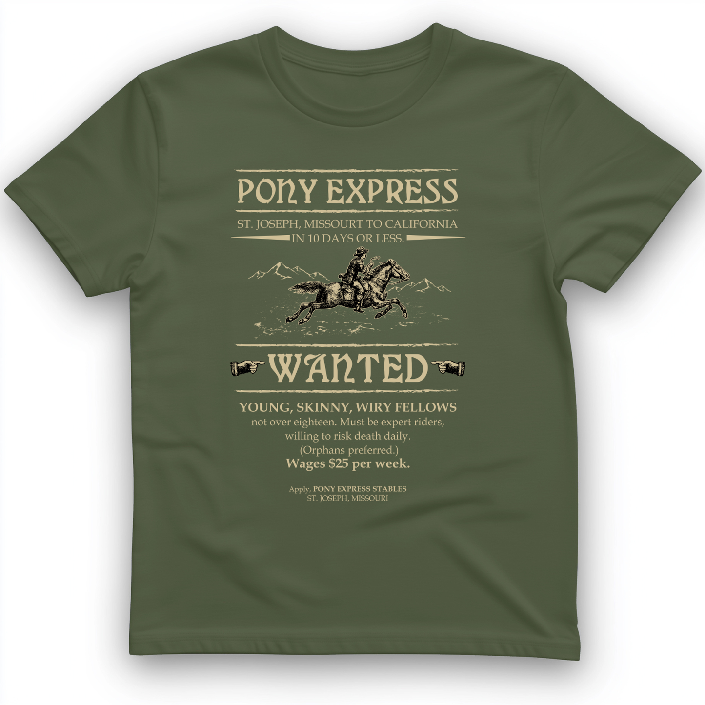 Pony Express Poster T-Shirt Military Green / S