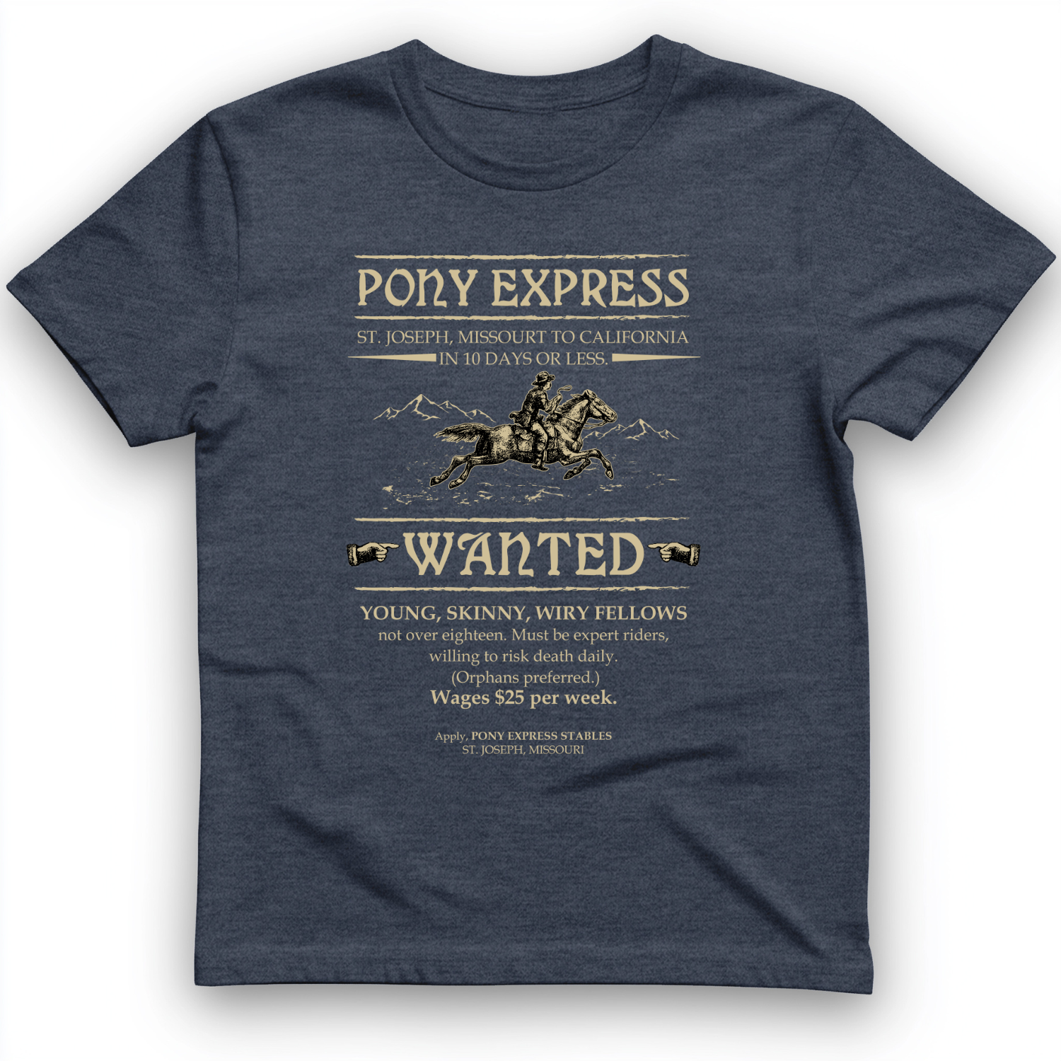Pony Express Poster T-Shirt Heather Navy / S