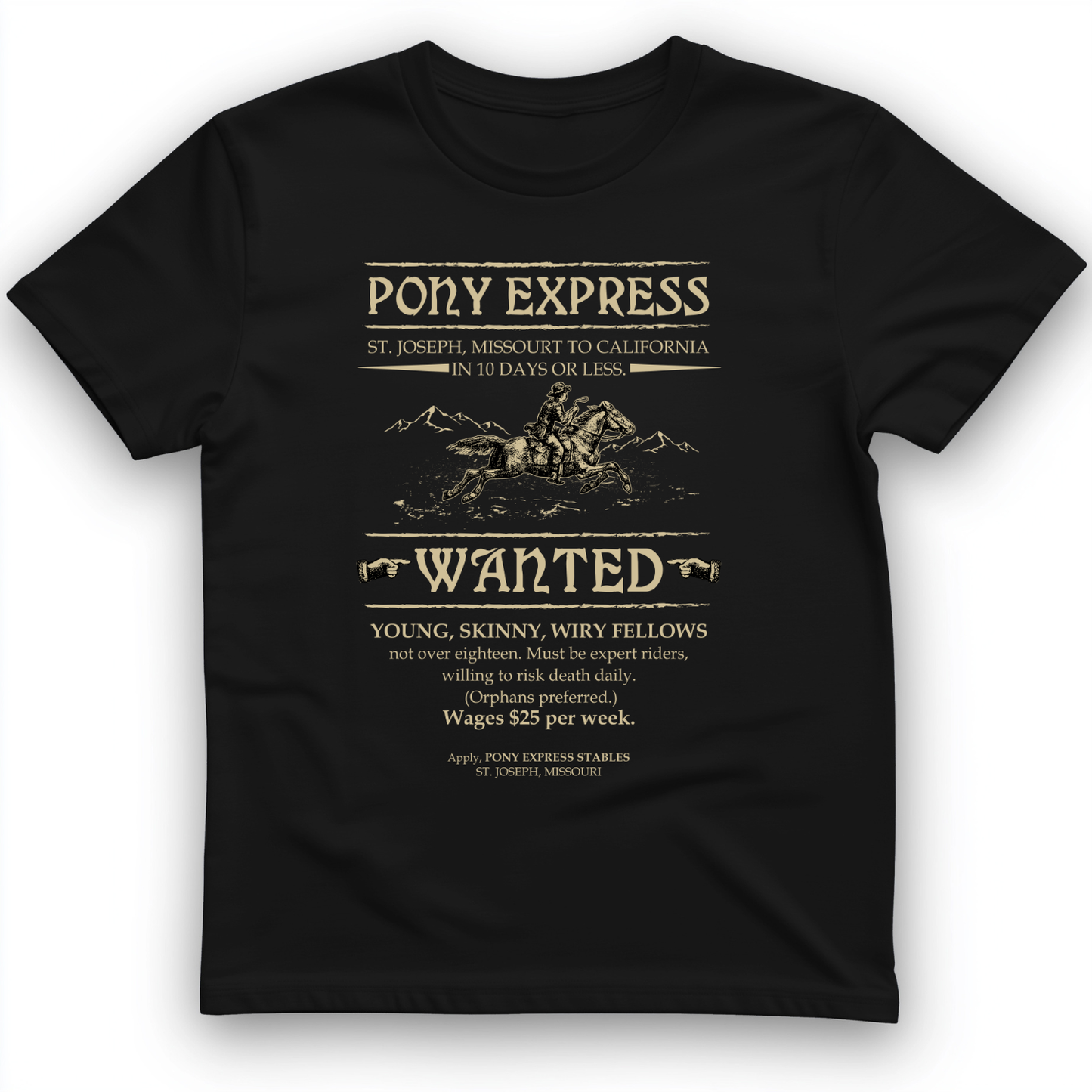 Pony Express Poster T-Shirt Black / S