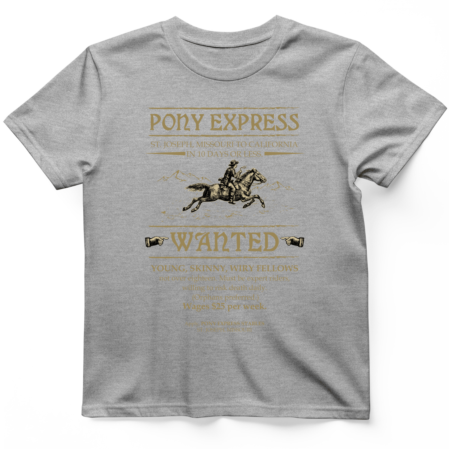 Pony Express Poster T-Shirt Sport Grey / S