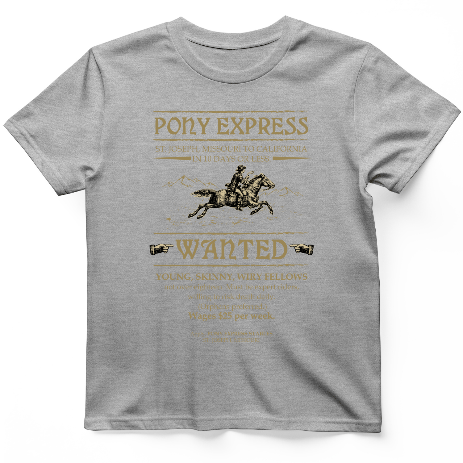 Pony Express Poster T-Shirt Sport Grey / S