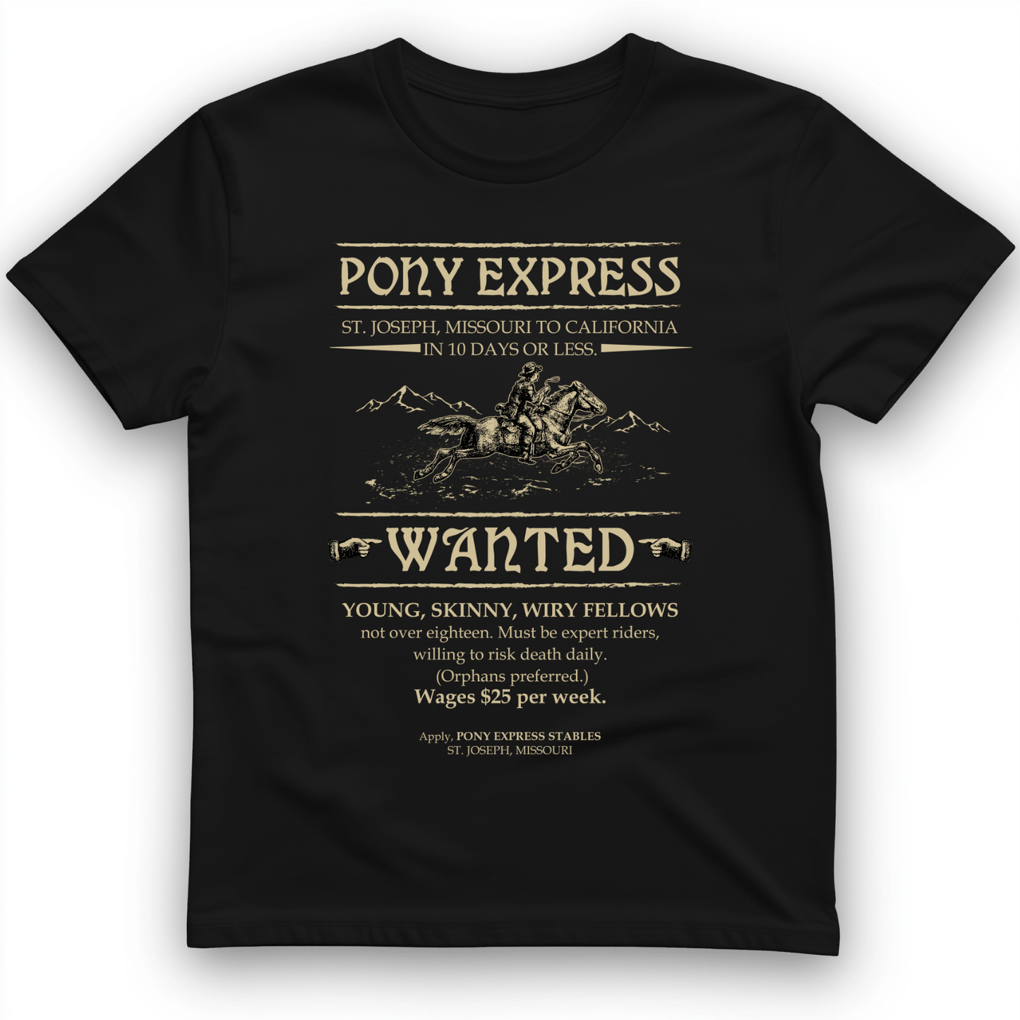 Pony Express Poster T-Shirt Black / S