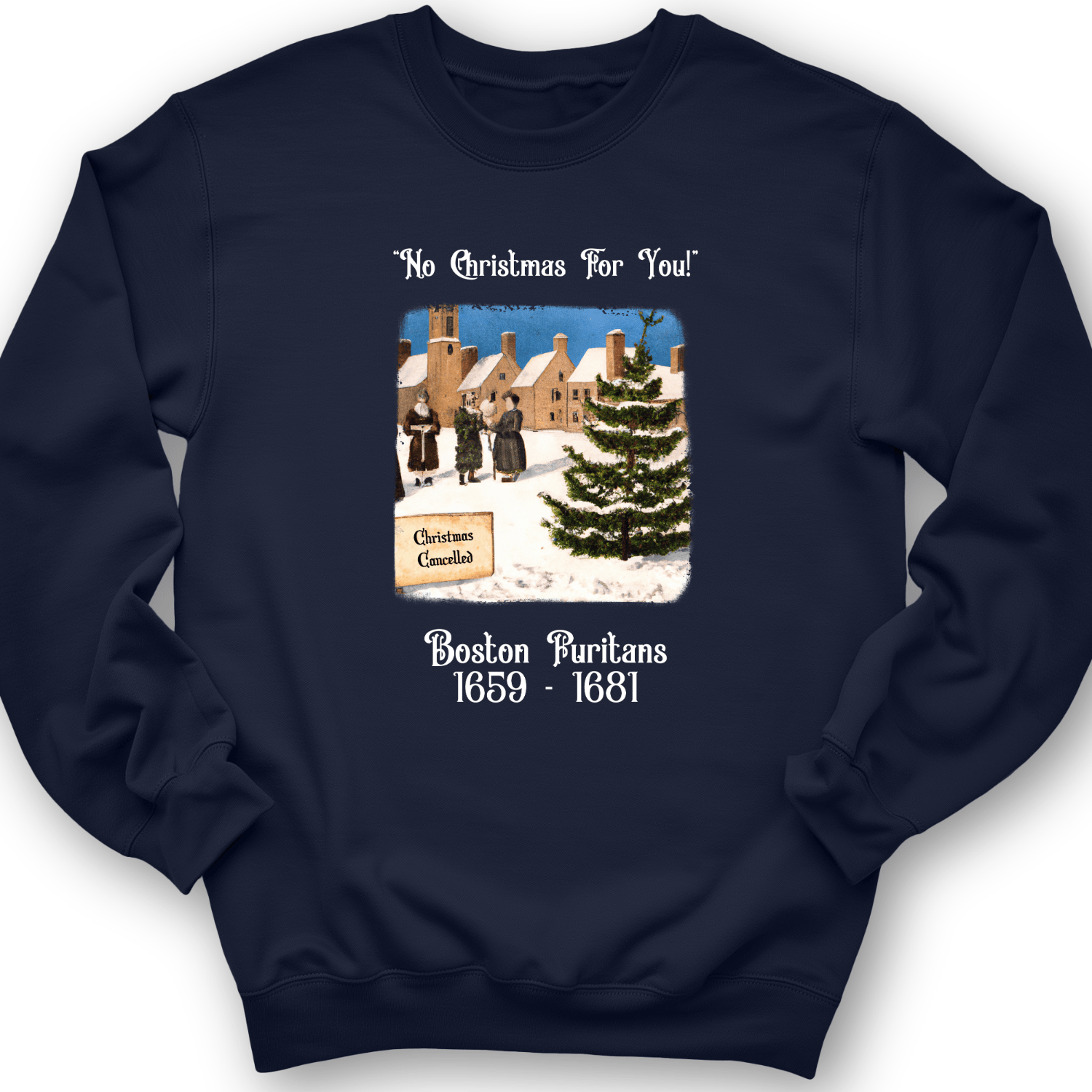 Puritans Banned Xmas Boston Crewneck Navy / S