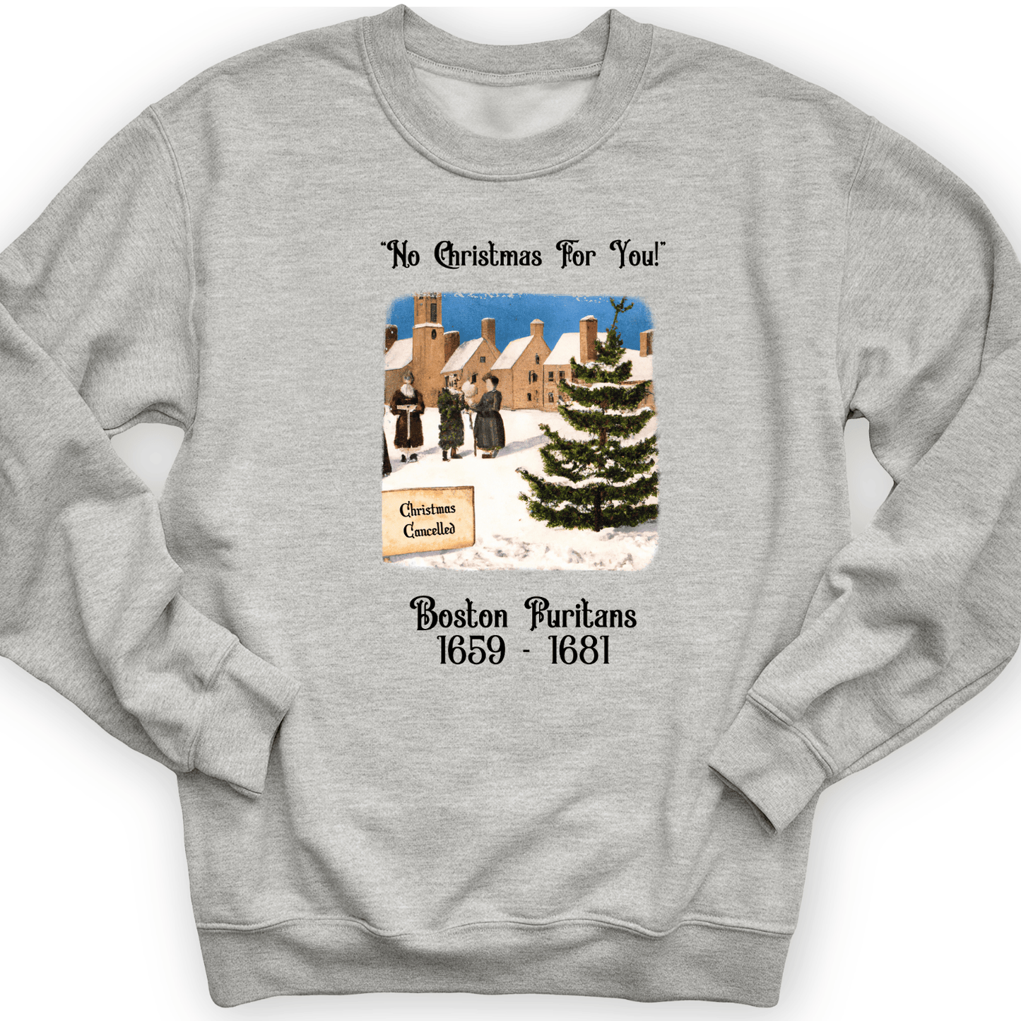 Puritans Banned Xmas Boston Crewneck Sport Grey / S