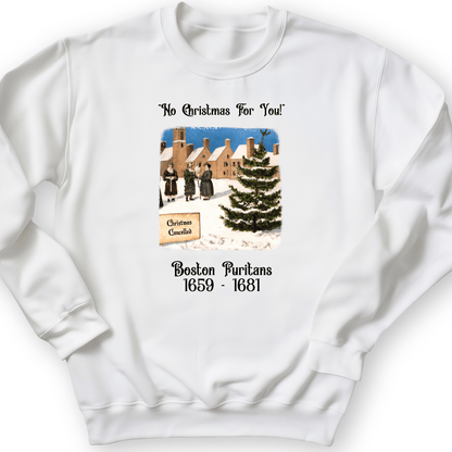 Puritans Banned Xmas Boston Crewneck White / S