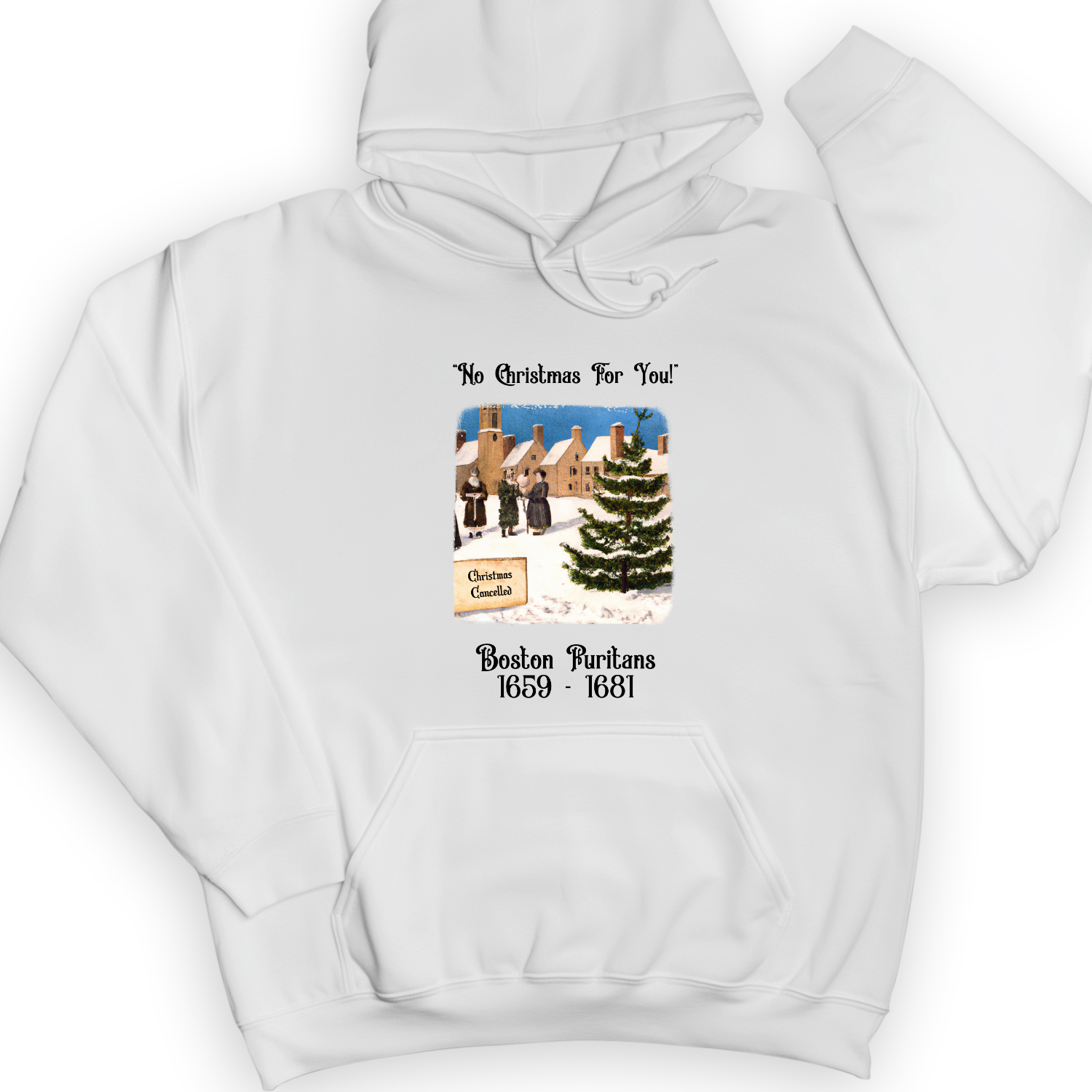 Puritans Banned Xmas Boston Hoodie White / S