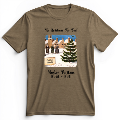 Puritans Banned Xmas Boston Premium Tee Heather Olive / S