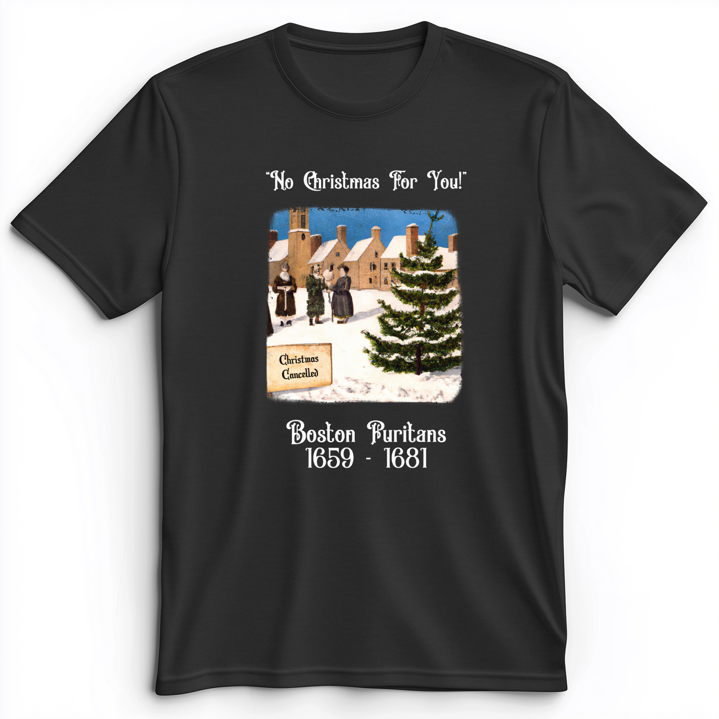 Puritans Banned Xmas Boston Premium Tee Dark Grey Heather / S