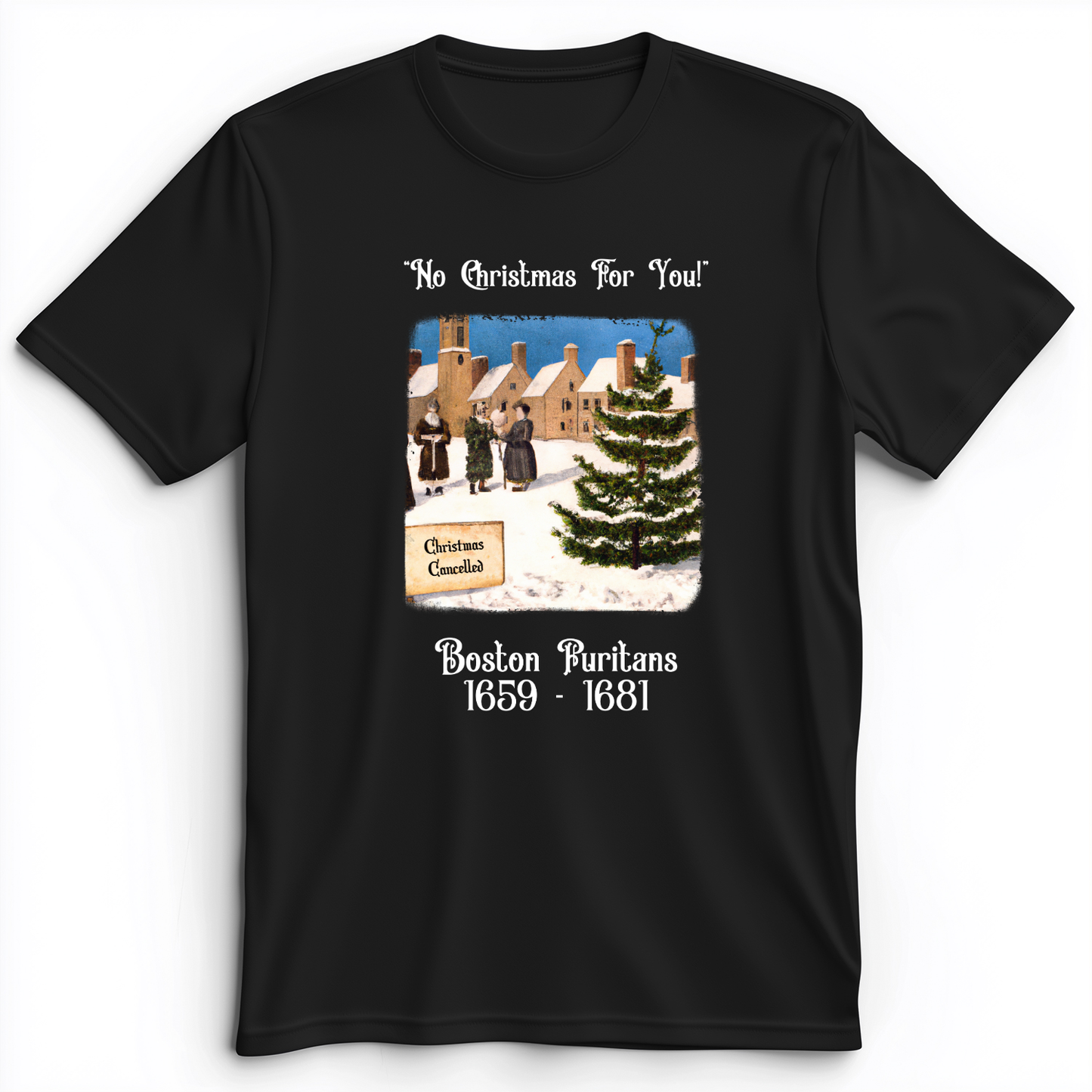 Puritans Banned Xmas Boston Premium Tee Black / S