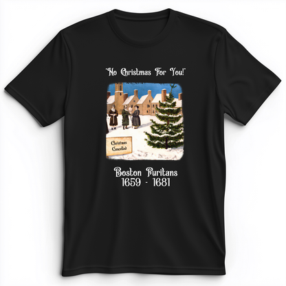 Puritans Banned Xmas Boston Premium Tee Black / S