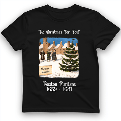 Puritans Banned Xmas Boston T-Shirt Black / S