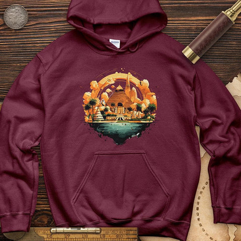 Pyramid Giza in Egypt Hoodie Maroon / S