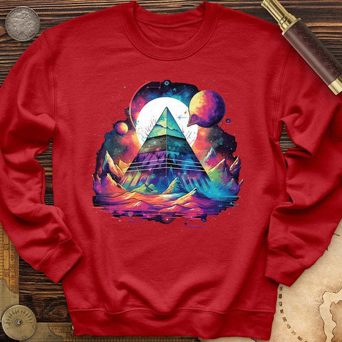 Pyramid in Space Crewneck Red / S