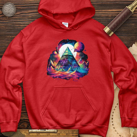 Pyramid in Space Hoodie Red / S