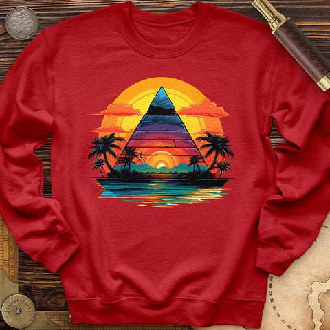 Pyramid Palm Tree Crewneck Red / S