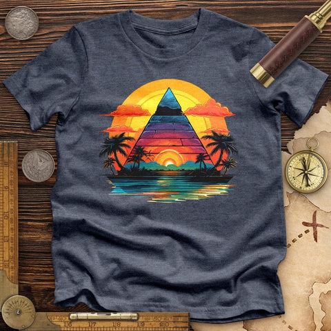 Pyramid Palm Tree High Quality Tee Heather Navy / S