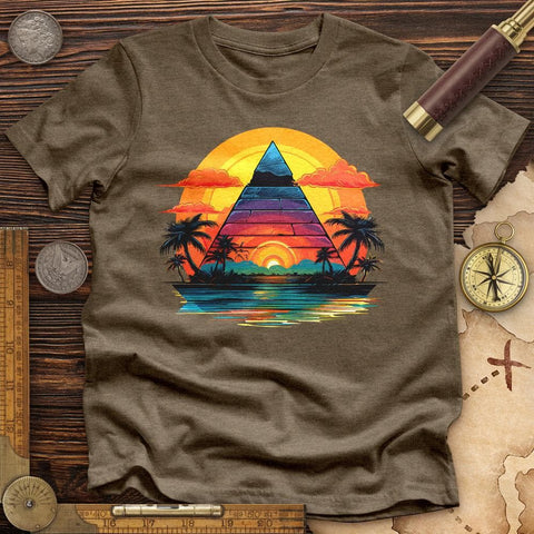 Pyramid Palm Tree High Quality Tee Heather Olive / S