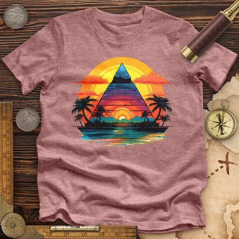 Pyramid Palm Tree High Quality Tee Heather Mauve / S