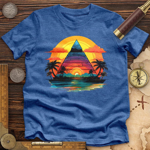 Pyramid Palm Tree High Quality Tee Heather True Royal / S