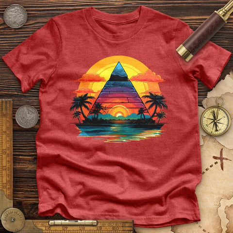 Pyramid Palm Tree High Quality Tee Heather Red / S