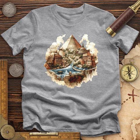 Pyramids Egypt City With River High Quality Tee