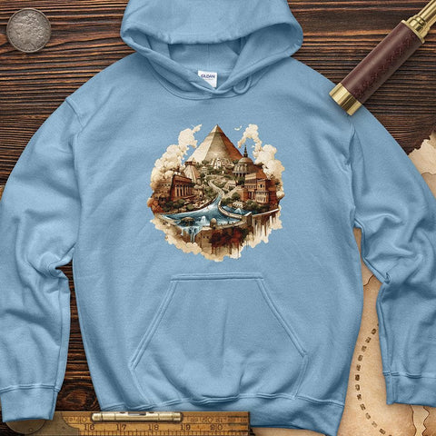 Pyramids Egypt City With River Hoodie Light Blue / S