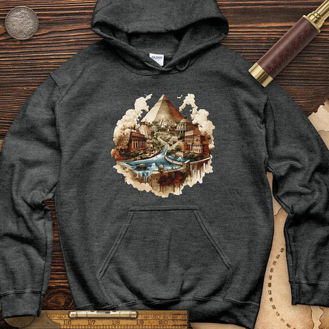 Pyramids Egypt City With River Hoodie Dark Heather / S