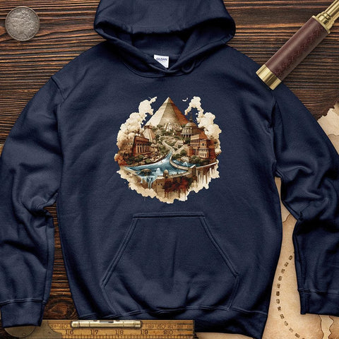 Pyramids Egypt City With River Hoodie Navy / S