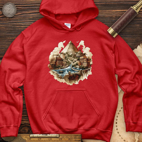 Pyramids Egypt City With River Hoodie Red / S