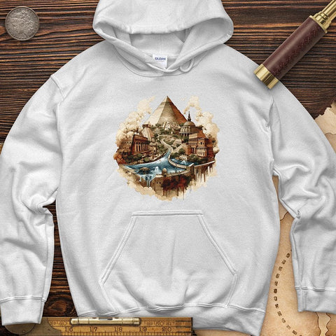 Pyramids Egypt City With River Hoodie White / S