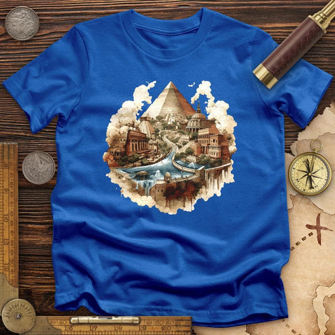 Pyramids Egypt City With River T-Shirt Royal / S