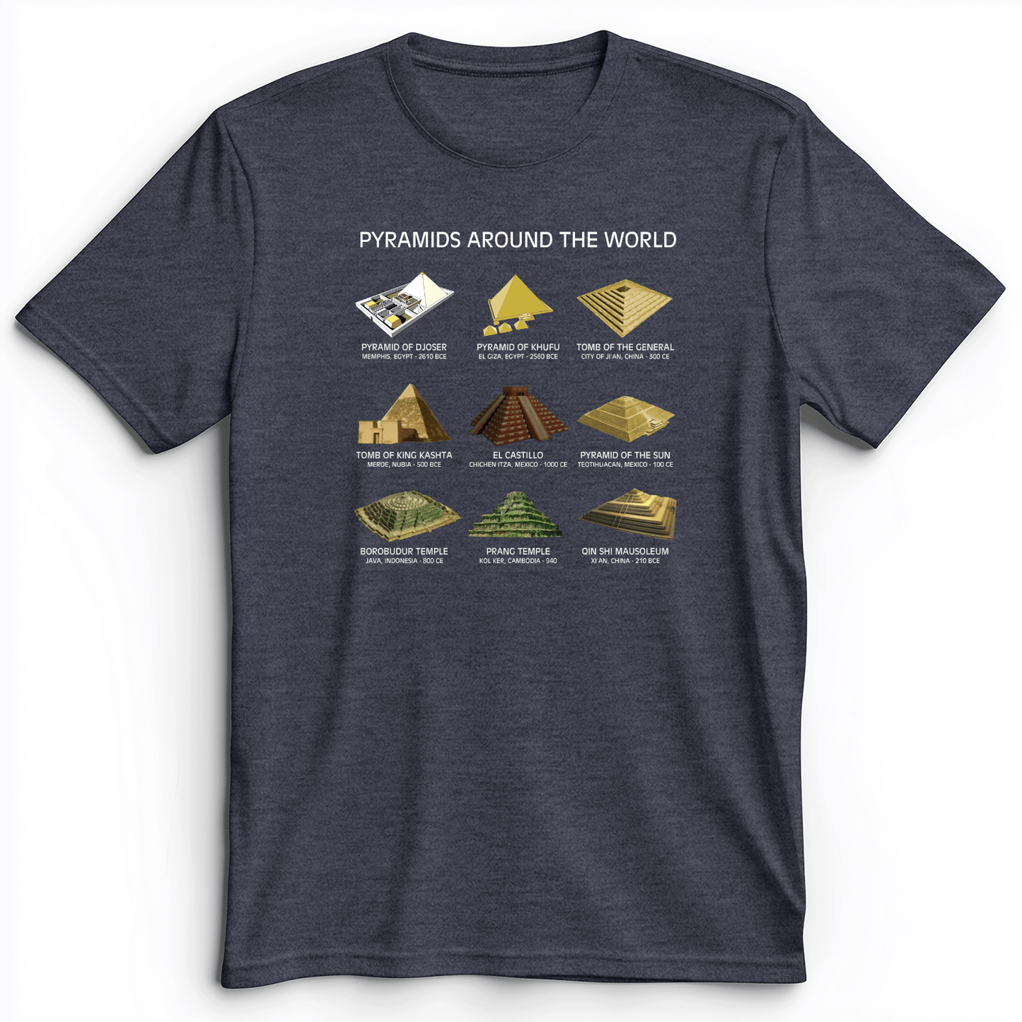 Pyramids Of The World Premium Tee Heather Navy / S