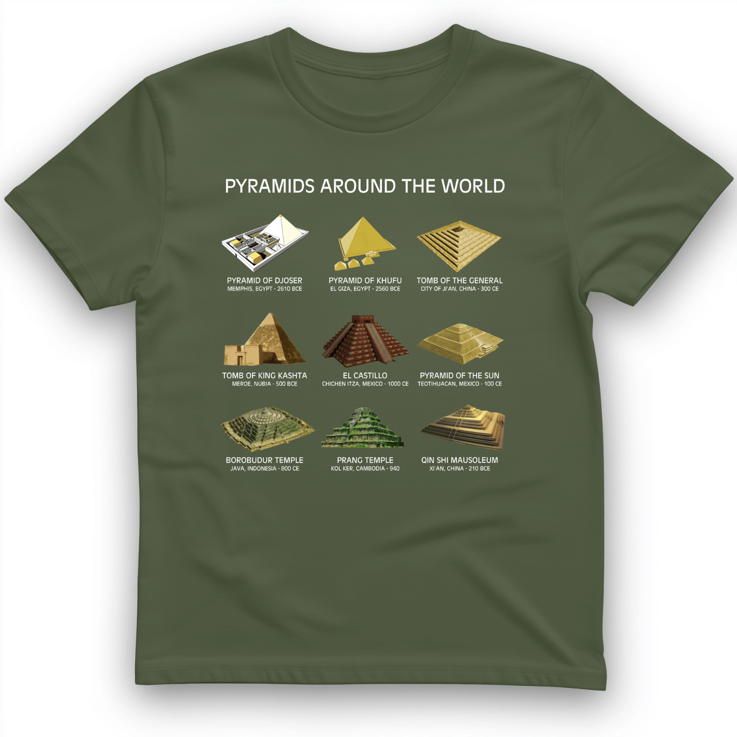 Pyramids of The World T-Shirt Military Green / S