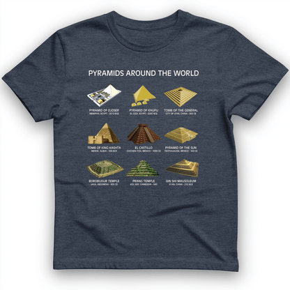Pyramids of The World T-Shirt Heather Navy / S
