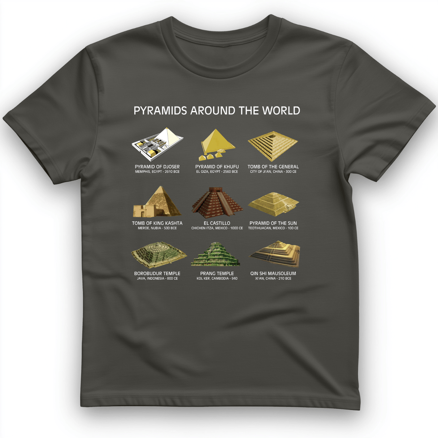 Pyramids of The World T-Shirt Charcoal / S