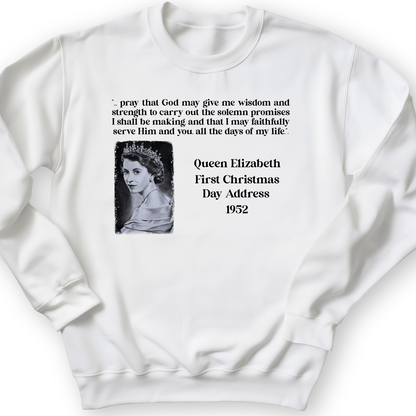 Queen Elizabeth II Xmas Address Crewneck White / S