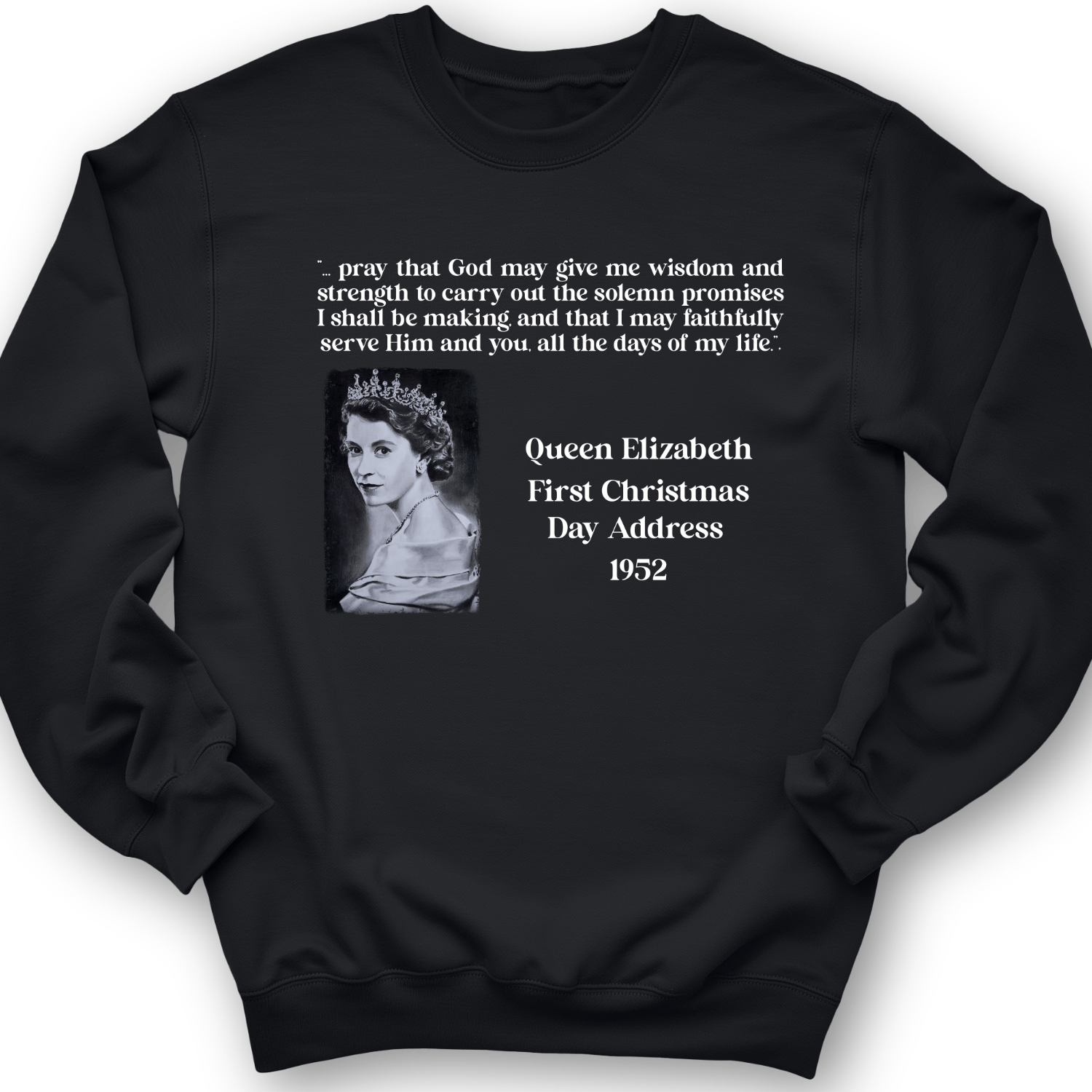 Queen Elizabeth II Xmas Address Crewneck Black / S