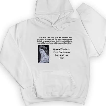 Queen Elizabeth II Xmas Address Hoodie White / S